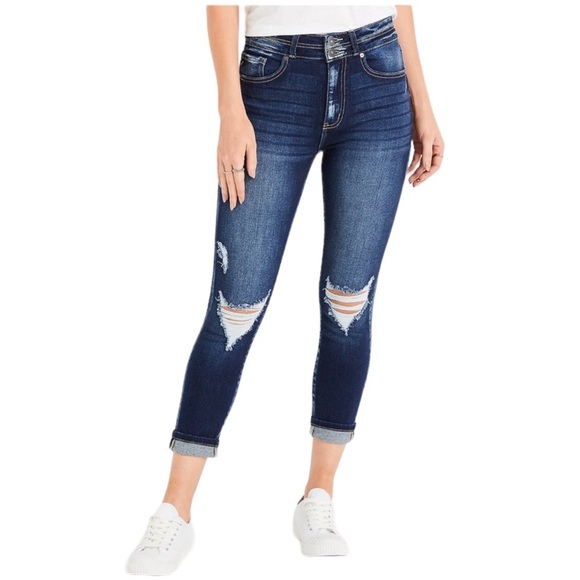 KanCan for Maurices high rise double exposed button distressed crop jeans sz 32 - Picture 1 of 13